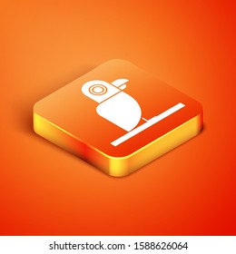 Isometric Pirate parrot icon isolated on orange background.  Vector Illustration