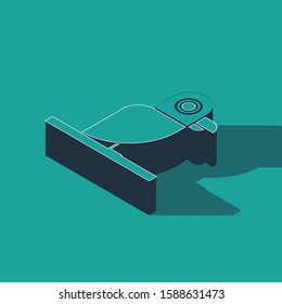 Isometric Pirate parrot icon isolated on green background.  Vector Illustration