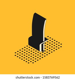 Isometric Pirate sword icon isolated on yellow background. Sabre sign.  Vector Illustration