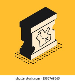Isometric Pirate treasure map icon isolated on yellow background.  Vector Illustration