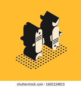 Isometric Pisces zodiac sign icon isolated on yellow background. Astrological horoscope collection.  Vector Illustration