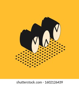 Isometric Pistachio nuts icon isolated on yellow background.  Vector Illustration
