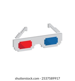 pixel isométrico óculos 3d ícone vetor óculos arte de pixel de óculos para 8 bits jogo
