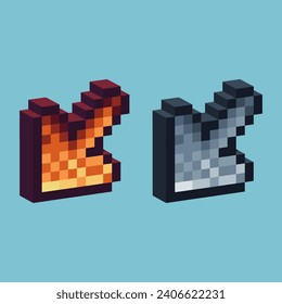 Isometric Pixel art 3d of arrow icon for items asset. arrow icon on pixelated style.8bits perfect for game asset or design asset element for your game design asset.