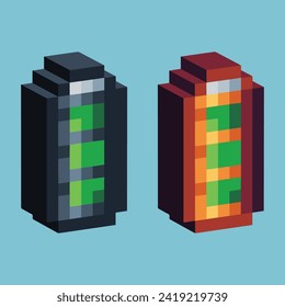 
Isometric Pixel art 3d of battery icon for items asset. Battery phone icon on pixelated style.8bits perfect for game asset or design asset element for your game design asset.