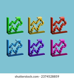 Isometric Pixel Art 3d of business Pfeil up Graphen für Artikel Objekt.Business Grafik Gewinn auf pixeltem Stil.8bits perfekt für Spiel Asset oder Design Asset Element für Ihr Spiel Design-Objekt.