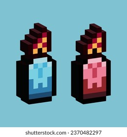 Isometric Pixel art 3d of candle for items asset. Chief on pixelated style.8bits perfect for game asset or design asset element for your game design asset.