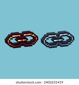 Isometric Pixel art 3d of Chain linked icon for items asset.Link icon on pixelated style.8bits perfect for game asset or design asset element for your game design asset.