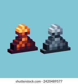 Isometric Pixel art 3d of chess pieces icon for items asset.Chess icon on pixelated style.8bits perfect for game asset or design asset element for your game design asset.