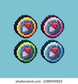 Isometric Pixel art 3d of compass direction for items asset. compass on pixelated style.8bits perfect for game asset or design asset element for your game design asset.
