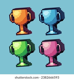 Isometric Pixel art 3d of crown for items asset.Golden crown on pixelated style.8bits perfect for game asset or design asset element for your game design asset.