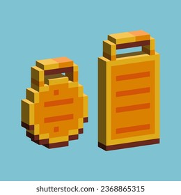 Isometric Pixel art 3d of cutting board for items asset.kitchen tools cutting board wood on pixelated style.8bits perfect for game asset or design asset element for your game design asset.