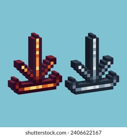 Isometric Pixel art 3d of download icon for items asset. download button icon on pixelated style.8bits perfect for game asset or design asset element for your game design asset.