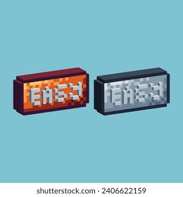 Isometric Pixel art 3d of easy button icon for items asset. easy button icon on pixelated style.8bits perfect for game asset or design asset element for your game design asset.