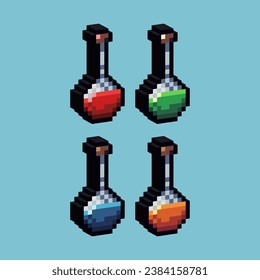 Isometric Pixel art 3d of elixir for items asset. Elixir potion health on pixelated style.8bits perfect for game asset or design asset element for your game design asset.
