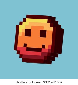 Isometric Pixel art 3d of emoticon face for items asset. Emoticon face on pixelated style.8bits perfect for game asset or design asset element for your game design asset.