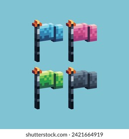 Isometric Pixel art 3d of flag icon for items asset. Flat flag icon on pixelated style.8bits perfect for game asset or design asset element for your game design asset.