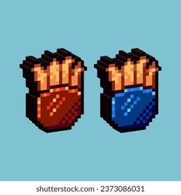 Isometric Pixel art 3d of french feis for items asset. French fries food on pixelated style.8bits perfect for game asset or design asset element for your game design asset.