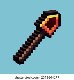 Isometric Pixel art 3d de pala de oro para artículos activos. Pala dorada en estilo pixelado.8bits perfecto para activos de juego o elementos de activos de diseño para su activo de diseño de juego.