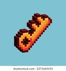 Isometric Pixel art 3d of gold key for items asset. Golden key on pixelated style.8bits perfect for game asset or design asset element for your game design asset.