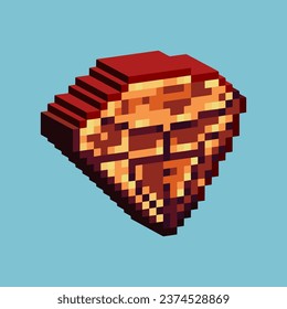 Isometric Pixel art 3d del diamante de cristal de oro para los bienes. Cristal dorado en estilo pixelado.8bits perfecto para activos de juego o elementos de activos de diseño para su activo de diseño de juegos.