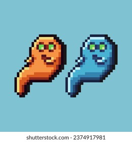 Isometric Pixel art 3d of gold ghost for items asset. Ghost on pixelated style.8bits perfect for game asset or design asset element for your game design asset.