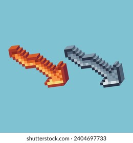 Isometric Pixel art 3d of graph down icon for items asset. graph down icon on pixelated style.8bits perfect for game asset or design asset element for your game design asset.