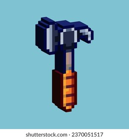 Pixel isométrico art 3d de martillo para los activos de artículos. Martillo en estilo pixelado.8bits perfecto para activos de juego o elementos de activos de diseño para su activo de diseño de juego.