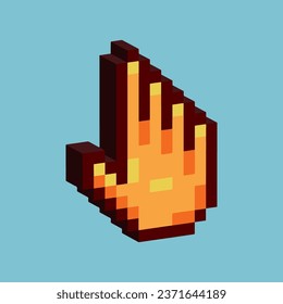Isometric Pixel Art 3d von Hand Zeiger Zeiger auf Elemente Objekt. Zeige den Cursor auf pixeliertem Stil.8bits perfekt für das Spiel Objekt oder Design Objekt Element für dein Spiel Design-Objekt.