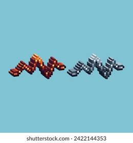 Isometrische Pixel-Art 3d der Herzfrequenz-Wellensymbol für Elemente Objekt-Objekt.Herzfrequenz-Icon auf pixeliertem Stil.8bits perfekt für Spiel-Objekt oder Design-Objekt für Ihr Spiel-Design-Objekt.
