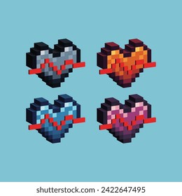 Isometric Pixel Art 3d der Herzwelle Symbol für Artikel Objekt. Isolierte Icon-Herz auf Pixel-Bit-Stil.8-Bit perfekt für Spiel-Objekt, Design Asset Element, App, Website, Vektorgrafik.

