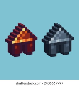 Isometric Pixel art 3d of house icon for items asset. House icon on pixelated style.8bits perfect for game asset or design asset element for your game design asset.