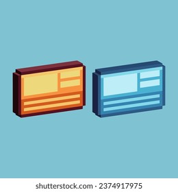 Isometric Pixel art 3d of id card for items asset.Id card on pixelated style.8bits perfect for game asset or design asset element for your game design asset.