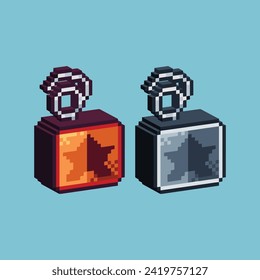 Isometric Pixel art 3d of jester box icon for items asset.Jester box icon on pixelated style.8bits perfect for game asset or design asset element for your game design asset.
