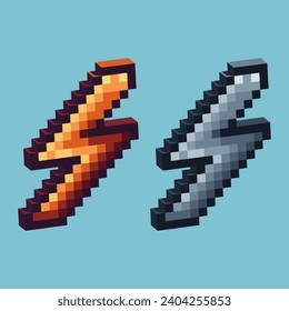 Isometric Pixel art 3d of lightning icon for items asset. lightning icon on pixelated style.8bits perfect for game asset or design asset element for your game design asset.