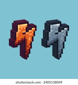 Isometric Pixel art 3d lightning of icon for items asset. Lightning icon on pixelated style.8bits perfect for game asset or design asset element for your game design asset.