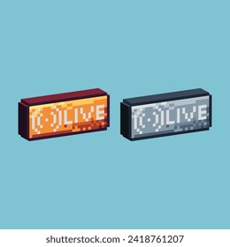 Isometric Pixel art 3d of live button icon for items asset. Live icon on pixelated style.8bits perfect for game asset or design asset element for your game design asset.