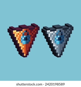 Isometric Pixel art 3d of locked shield icon for items asset. Locked shield icon on pixelated style.8bits perfect for game asset or design asset element for your game design asset.
