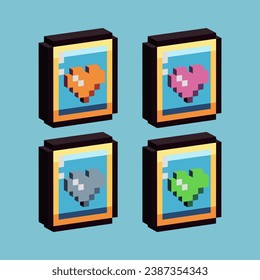  Isometric Pixel art 3d of love picture frame for items asset.picture love on pixelated style.8bits perfect for game asset or design asset element for your game design asset.