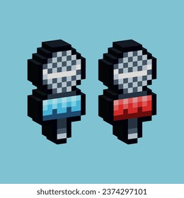 Isometric Pixel art 3d of microphone for items asset. Microphone on pixelated style.8bits perfect for game asset or design asset element for your game design asset.