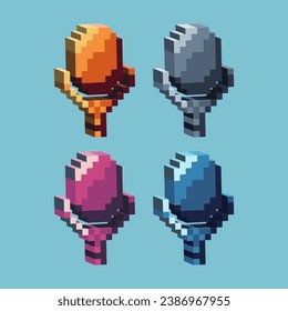 Isometric Pixel art 3d of microphone icon for items asset. Mic icon on pixelated style.8bits perfect for game asset or design asset element for your game design asset.