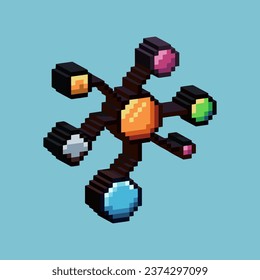 Isometric Pixel art 3d of molecule cells for items asset. Molecule cells on pixelated style.8bits perfect for game asset or design asset element for your game design asset.