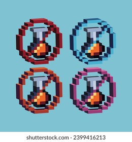 Isometric Pixel art 3d of no potion icon for items asset.No potion icon on pixelated style.8bits perfect for game asset or design asset element for your game design asset.