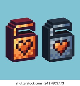 Isometric Pixel art 3d of padlock love icon for items asset. love with padlock symbol icon on pixelated style.8bits perfect for game asset or design asset element for your game design asset.