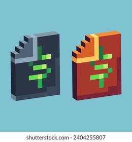 Isometric Pixel art 3d of paper money icon for items asset. paper money icon on pixelated style.8bits perfect for game asset or design asset element for your game design asset.