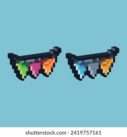 Isometric Pixel art 3d of party hanging paper con for items asset. Hanging paper icon on pixelated style.8bits perfect for game asset or design asset element for your game design asset.

