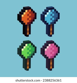 Isometric Pixel art 3d of pingpong bat sport for items asset. Ping Pong bat on pixelated style.8bits perfect for game asset or design asset element for your game design asset.