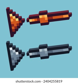 Isometric Pixel art 3d of play button icon for items asset. play button icon on pixelated style.8bits perfect for game asset or design asset element for your game design asset.