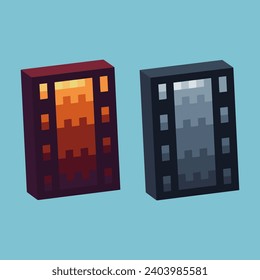 Isometric Pixel art 3d of roll film paper icon for items asset.Paper roll icon on pixelated style.8bits perfect for game asset or design asset element for your game design asset.