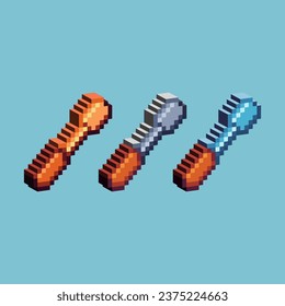 Isometric Pixel art 3d del destornillador para los bienes. Destornillador dorado en estilo pixelado.8bits perfecto para activos de juego o elementos de activos de diseño para su activo de diseño de juego.
